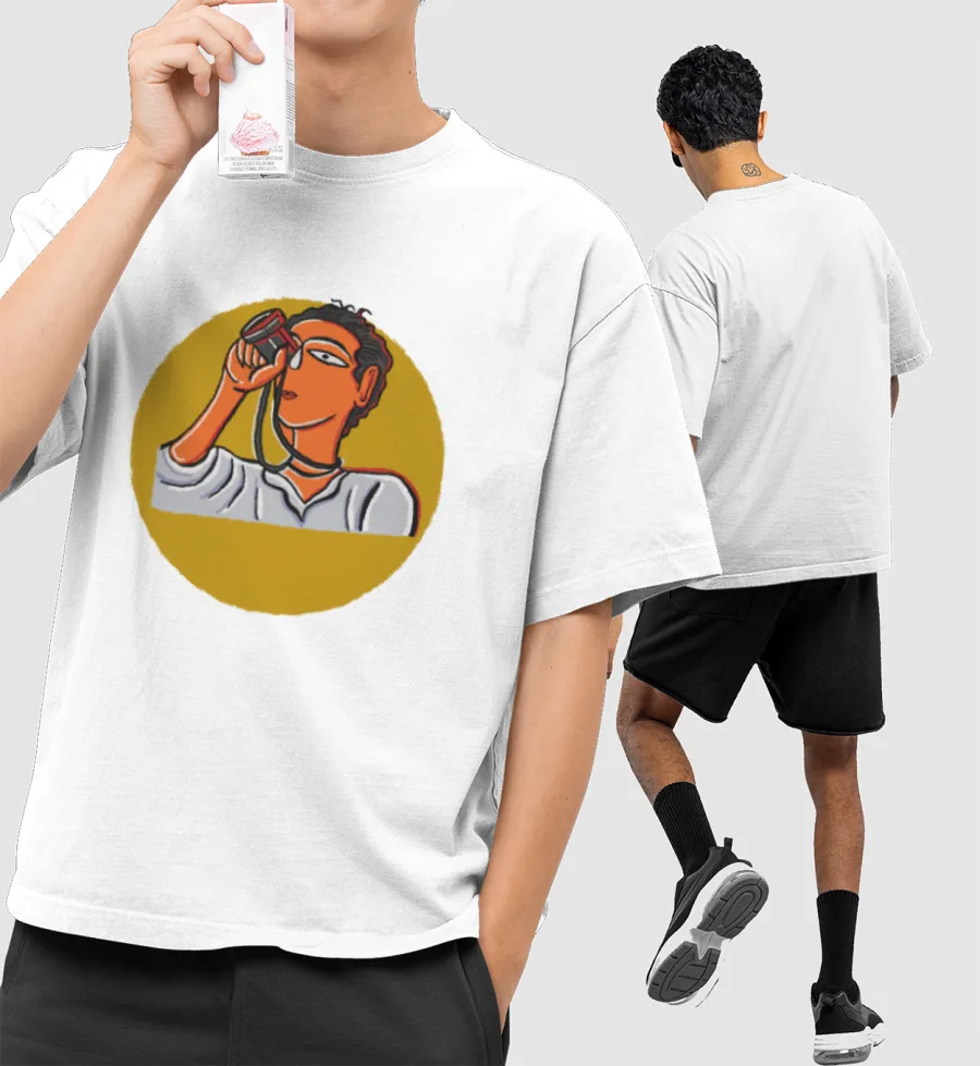 Camera man illustration Front-Printed Oversized T-Shirt