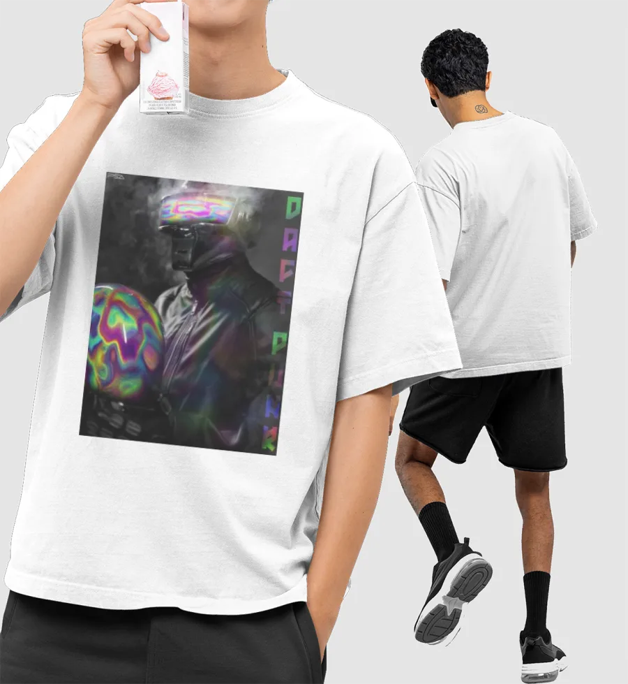 Daft Punk Front-Printed Oversized T-Shirt