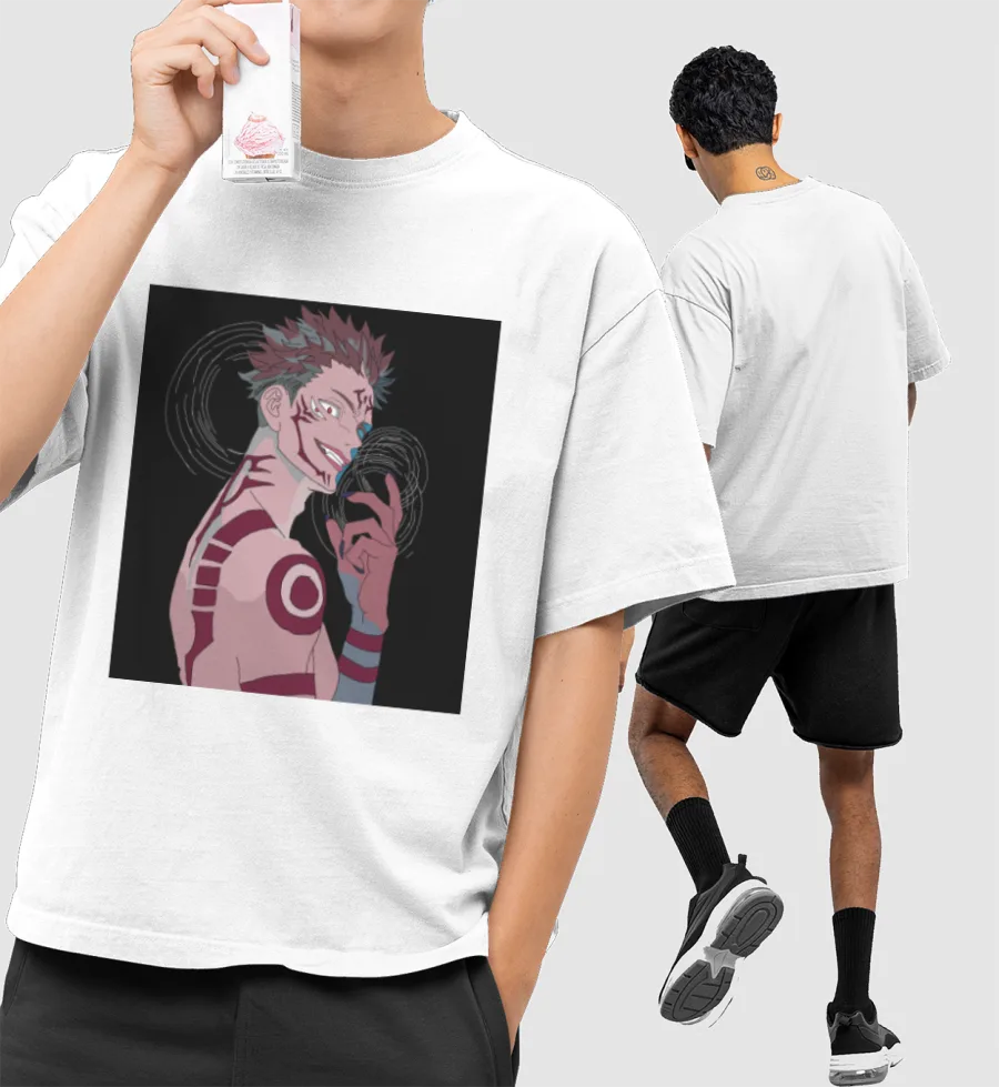 Anime-Sukuna jujutsu Front-Printed Oversized T-Shirt