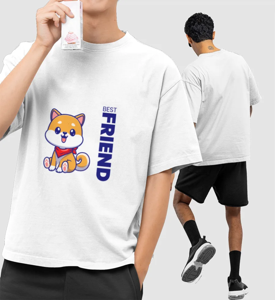 Cute Dog, Best Friend Dog Front-Printed Oversized T-Shirt