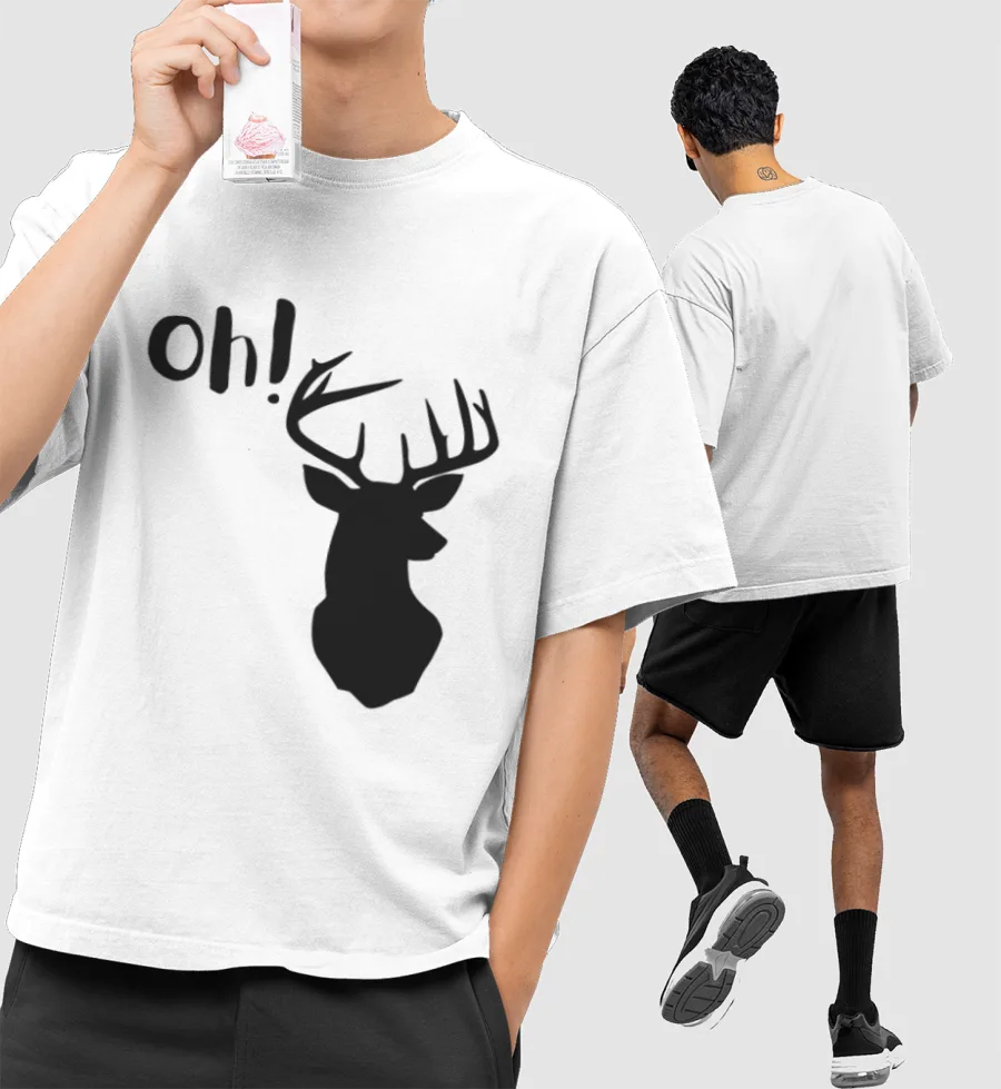 Oh Deer! Pun  Front-Printed Oversized T-Shirt