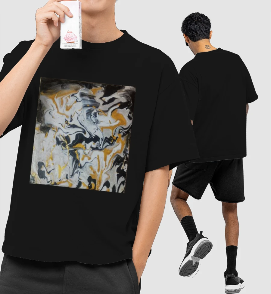 Abstract Front-Printed Oversized T-Shirt