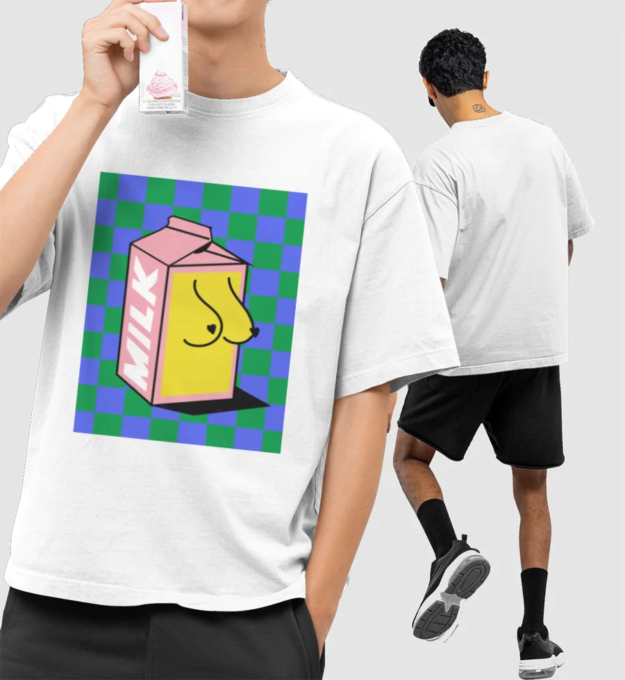 milkers Front-Printed Oversized T-Shirt