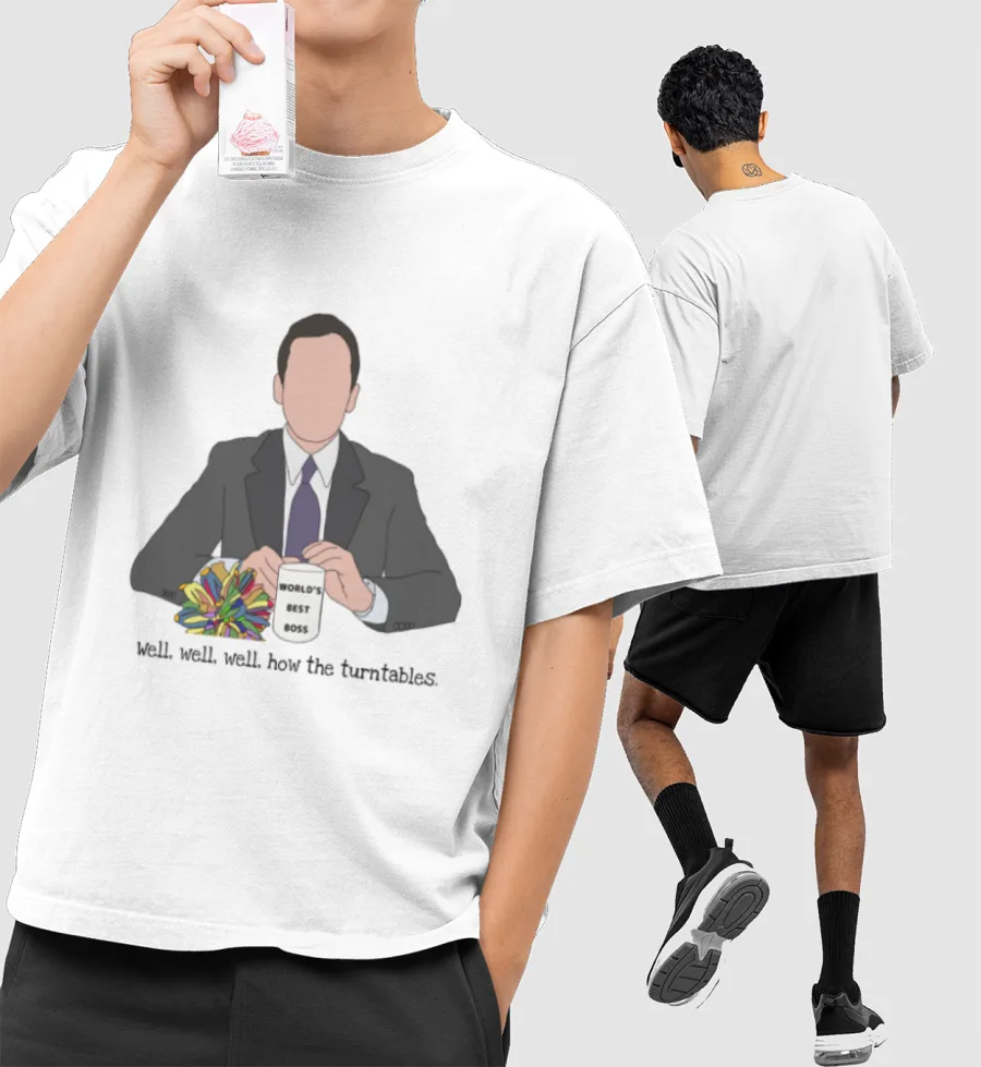 Michael Scott Front-Printed Oversized T-Shirt