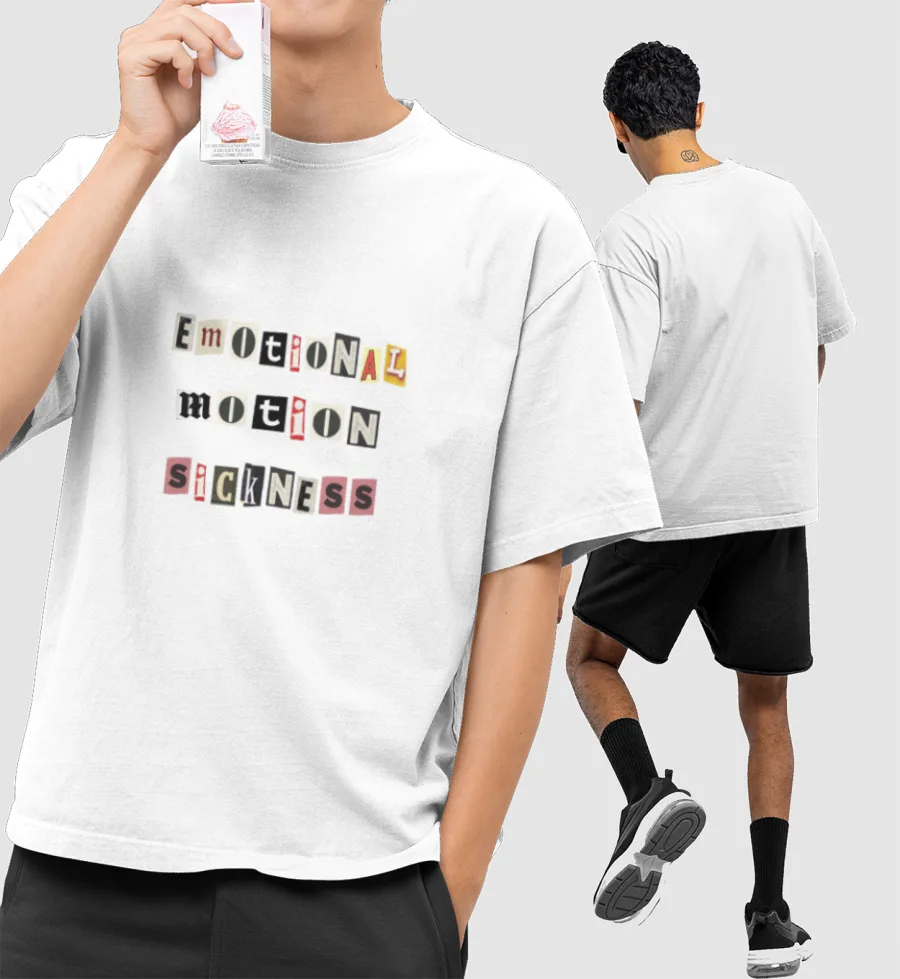 motion sickness (text) Front-Printed Oversized T-Shirt