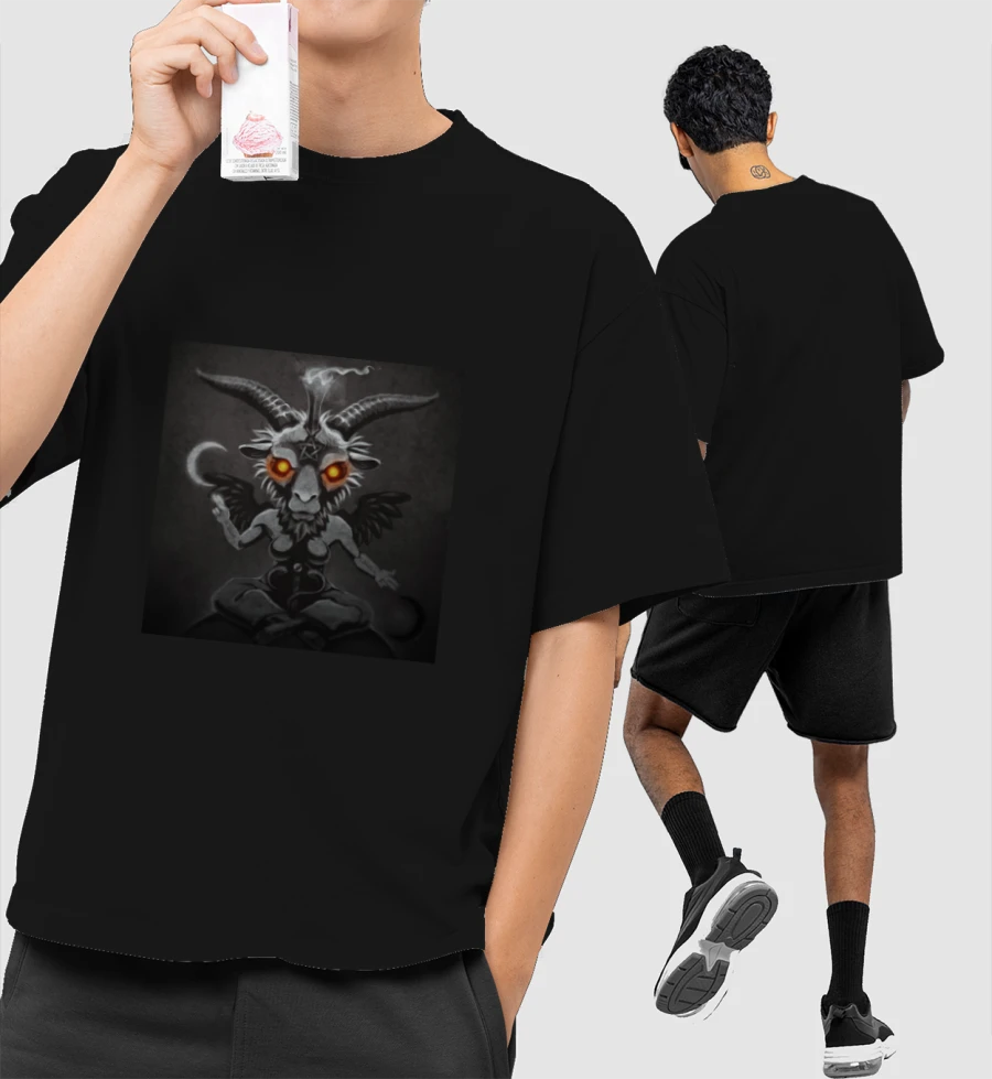 Gothic ED: HAIL SATAN Front-Printed Oversized T-Shirt