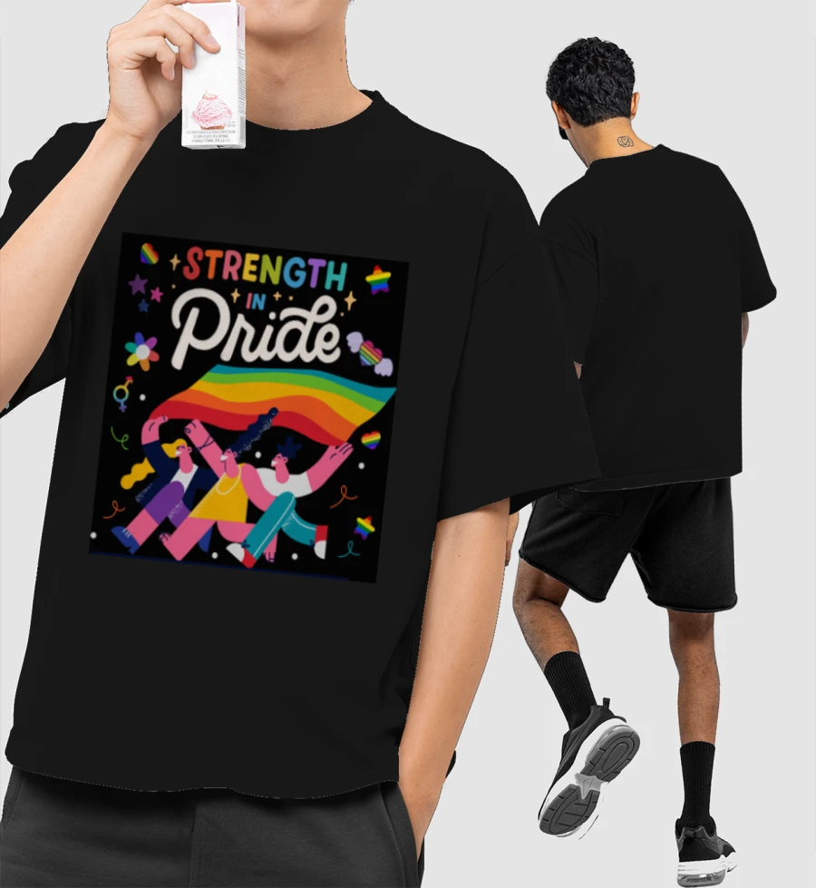 Strength in pride Front-Printed Oversized T-Shirt