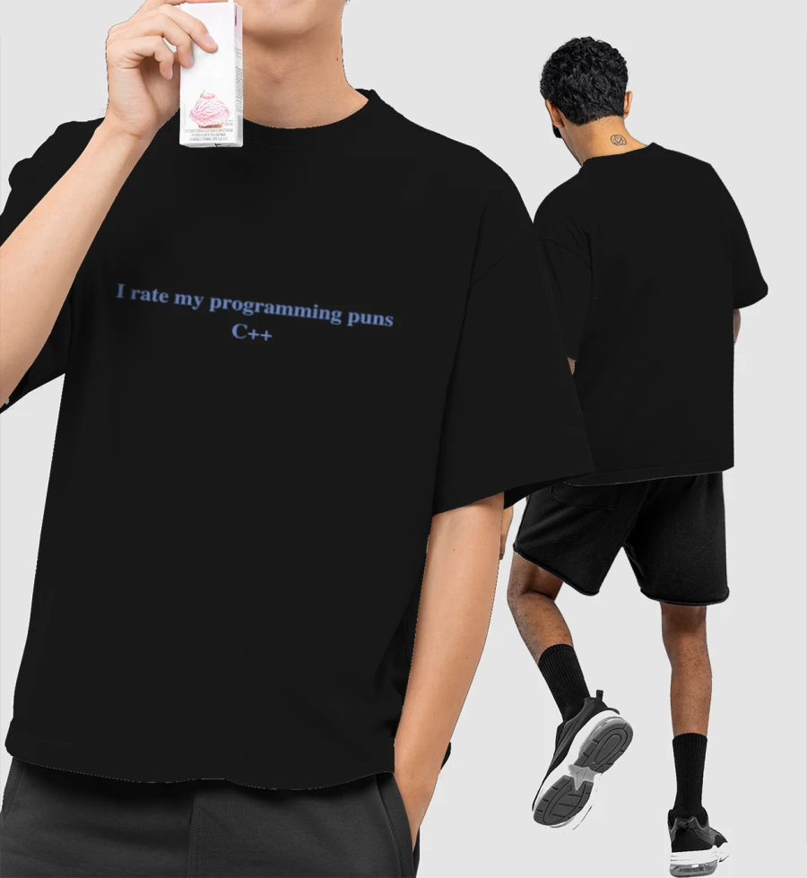 I rate my programming puns C++ Front-Printed Oversized T-Shirt