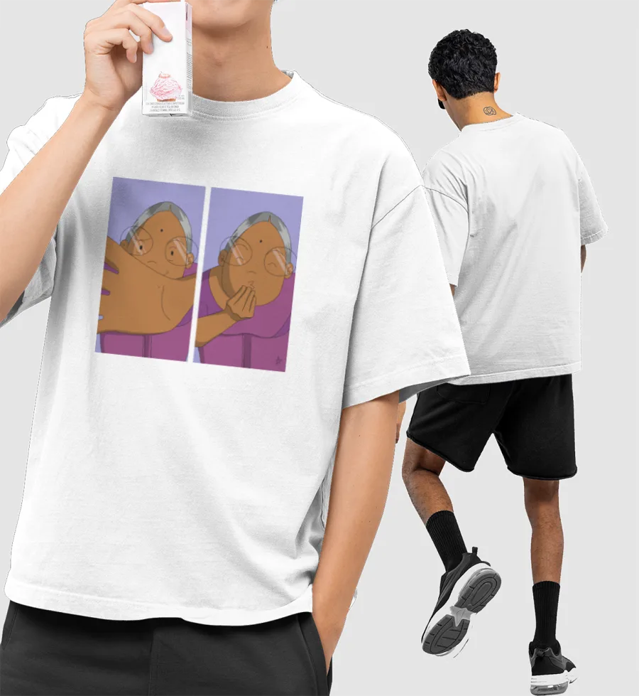 Grandma's Kiss Front-Printed Oversized T-Shirt