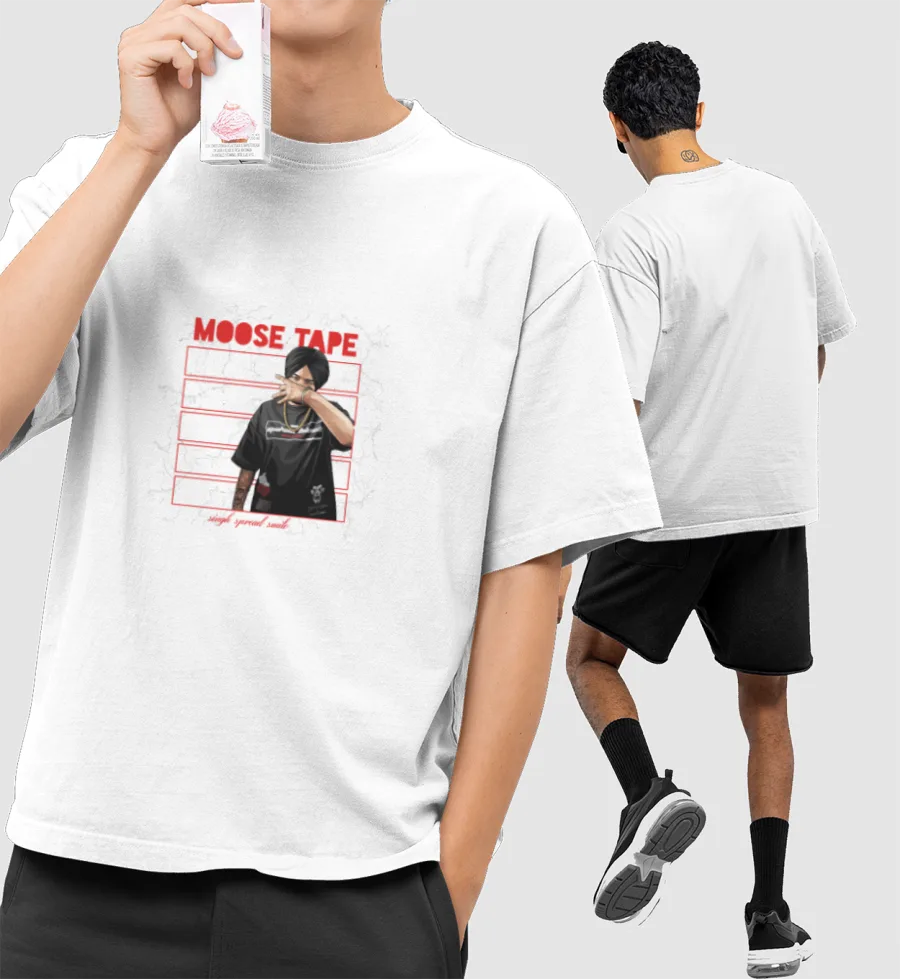 Moose Tape-Sidhu Moosewala Front-Printed Oversized T-Shirt