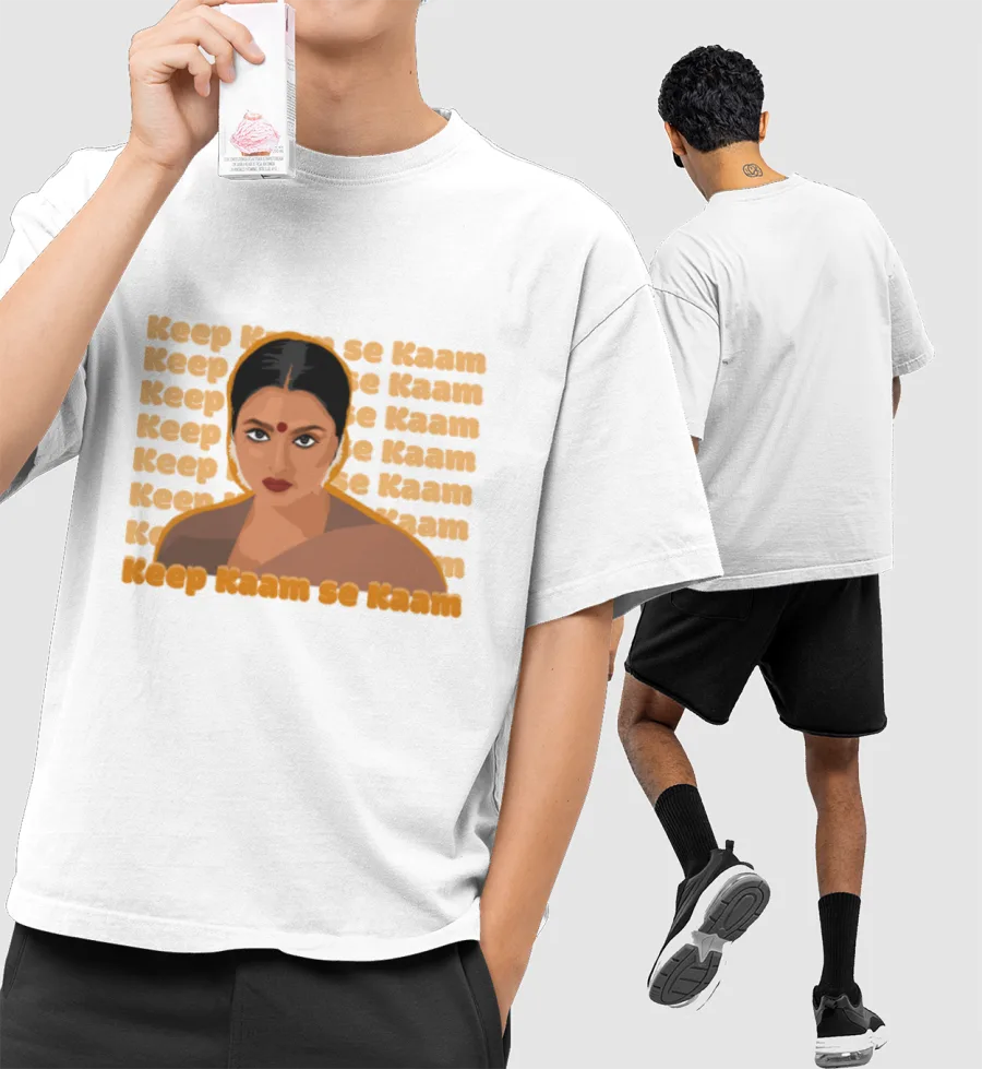 keep kaam se kaam Front-Printed Oversized T-Shirt