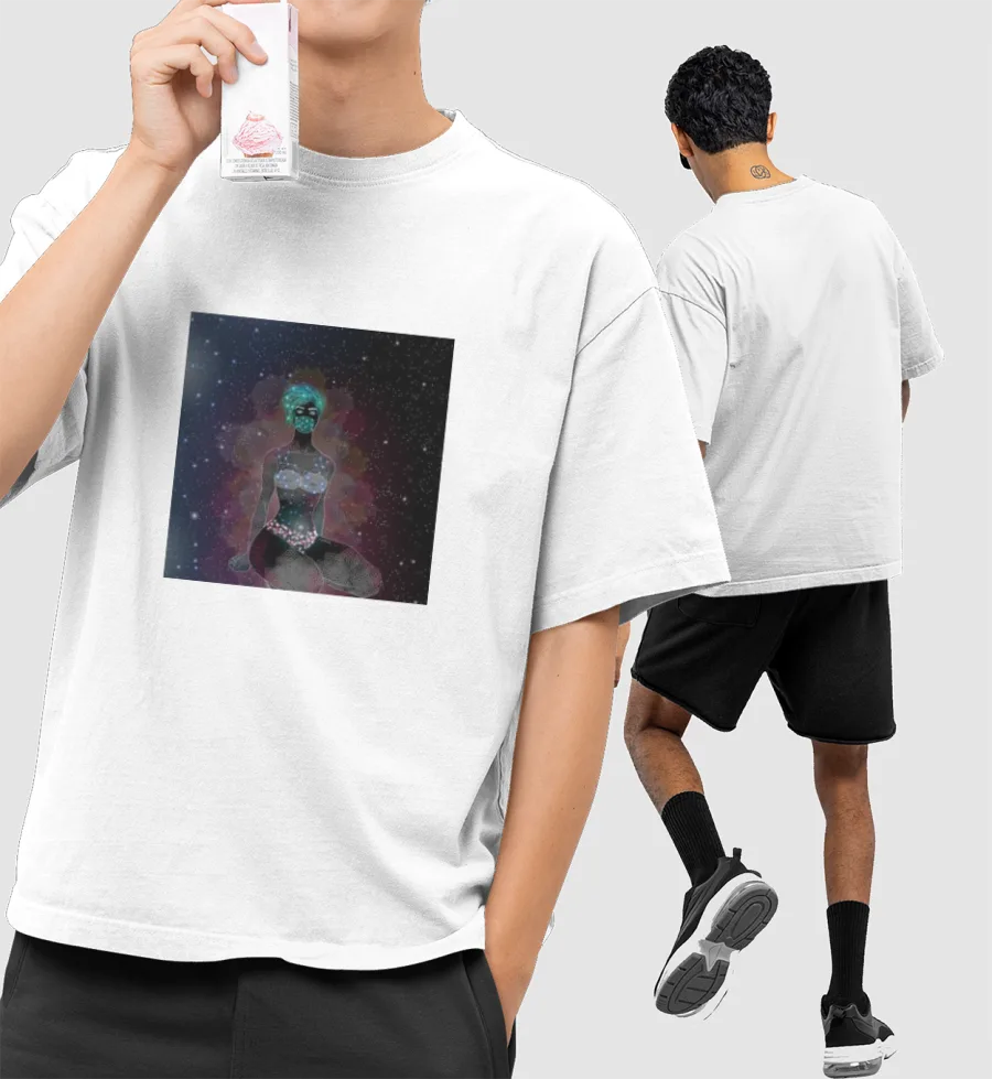 Science and spirituality Front-Printed Oversized T-Shirt