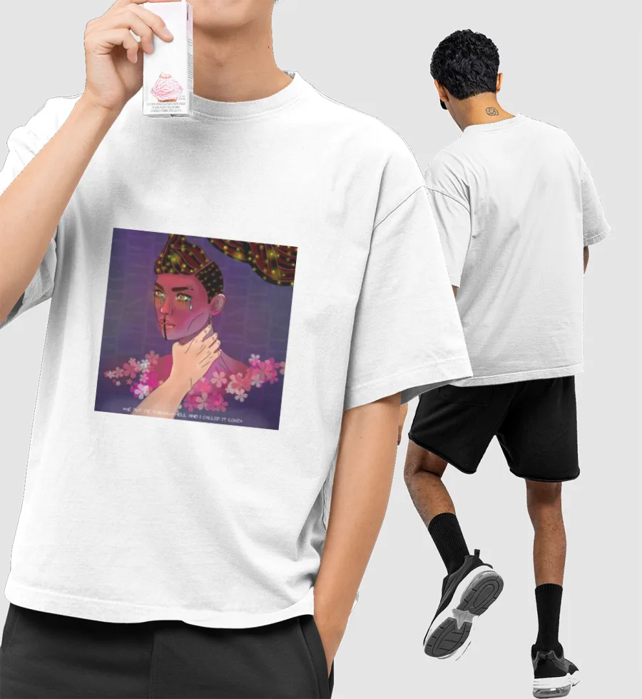 Dark trapped  Front-Printed Oversized T-Shirt