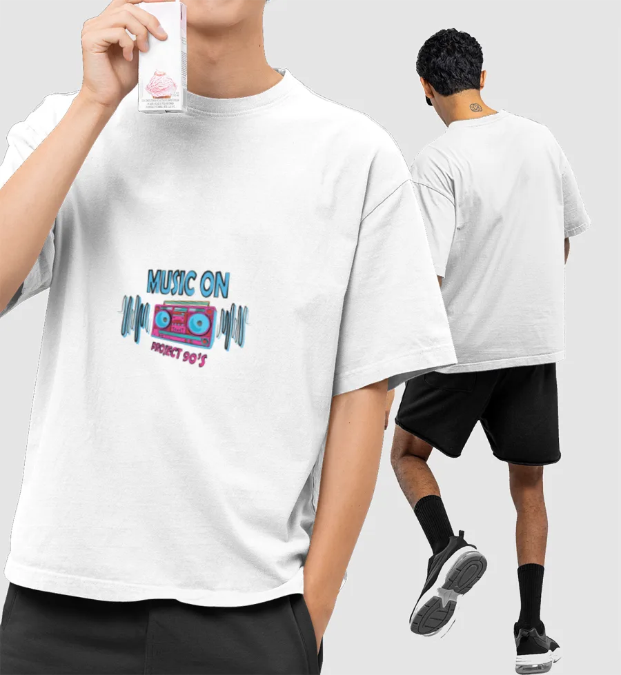 Music On Front-Printed Oversized T-Shirt