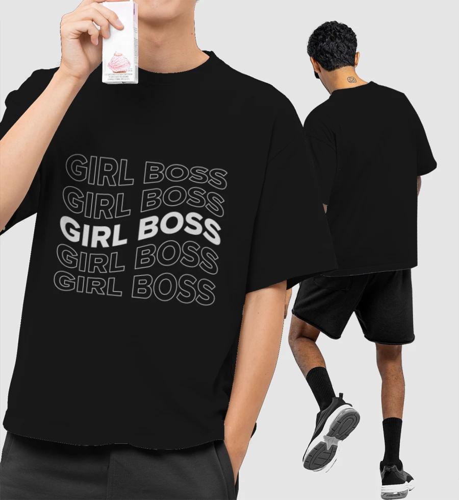 Girl Boss Front-Printed Oversized T-Shirt