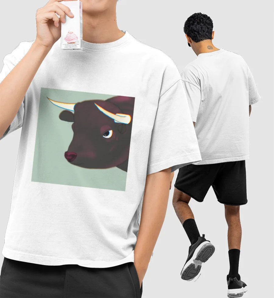 Angry Bull Front-Printed Oversized T-Shirt