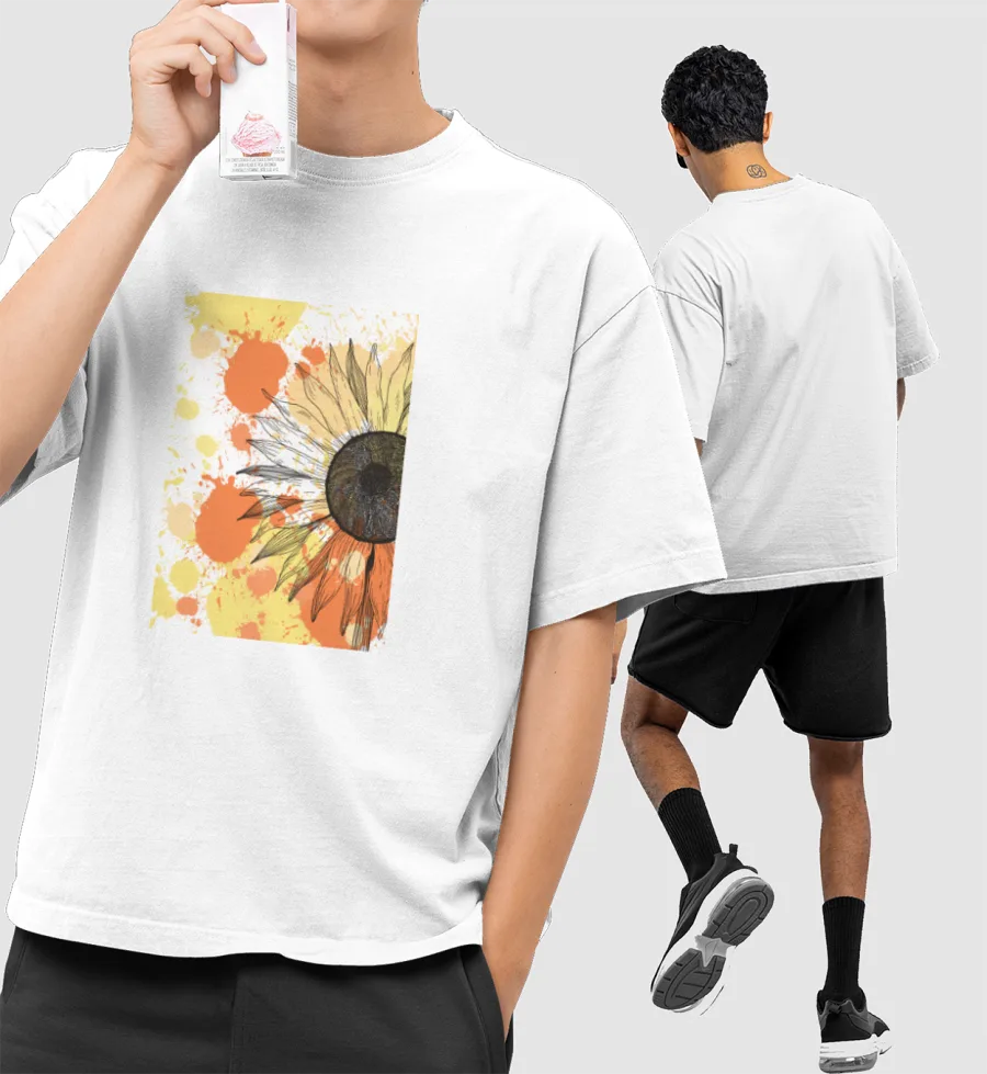 Bright like sunflower Front-Printed Oversized T-Shirt