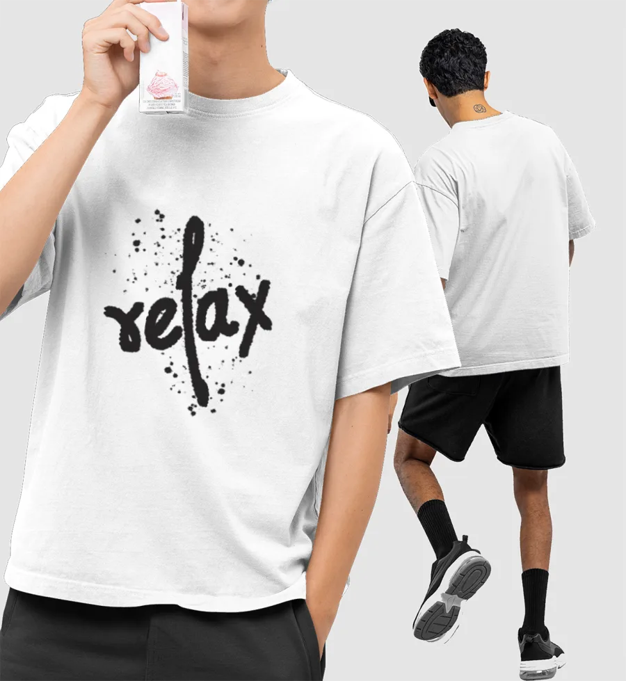 Relax typography design  Front-Printed Oversized T-Shirt