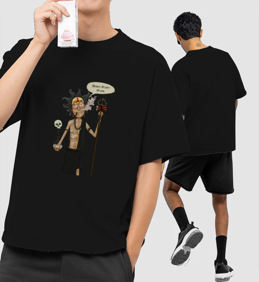 Aghori Rick Front-Printed Oversized T-Shirt