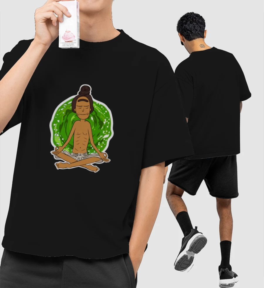 Yogi Rick Front-Printed Oversized T-Shirt