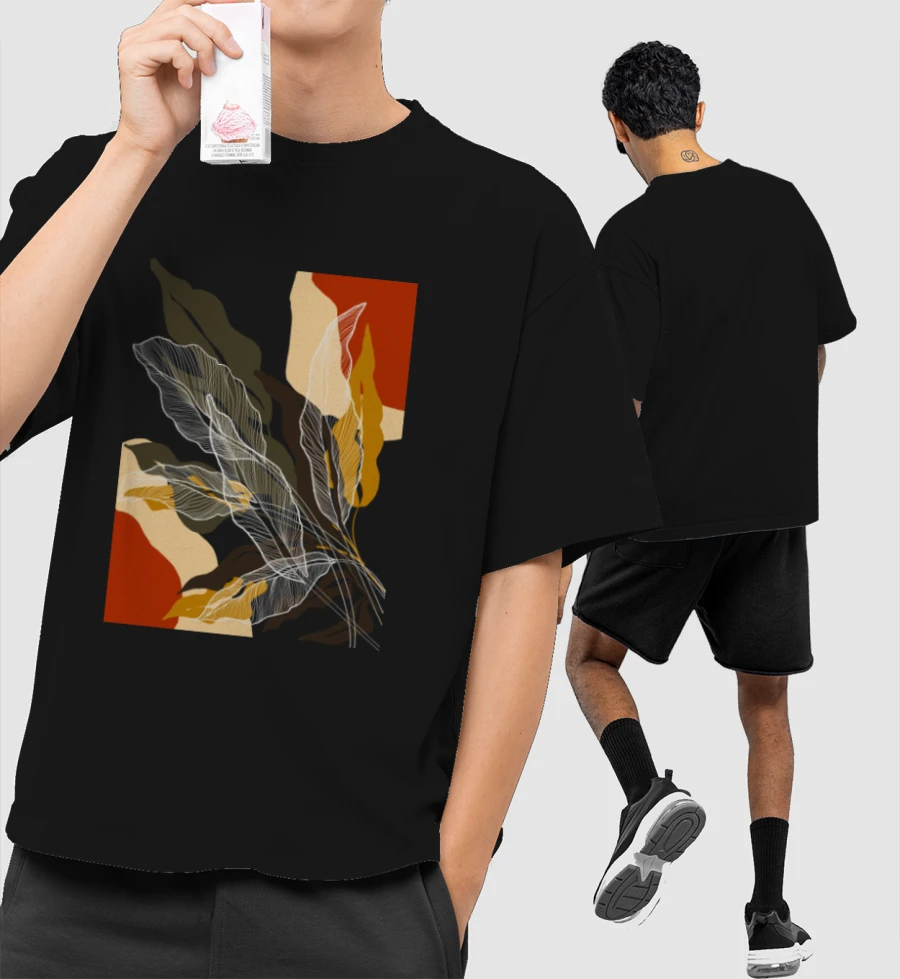 Leaves abstract Front-Printed Oversized T-Shirt