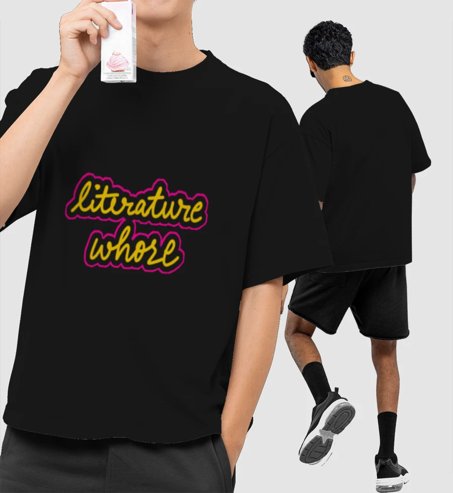 literature whore (handwritten) Front-Printed Oversized T-Shirt