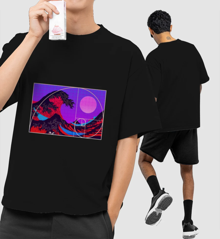 vaporwaves retro symmetry Front-Printed Oversized T-Shirt