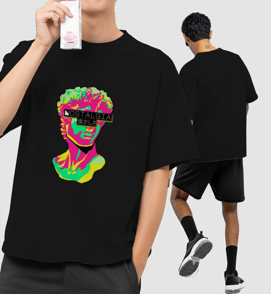 vaporwave retro nostalgia Front-Printed Oversized T-Shirt