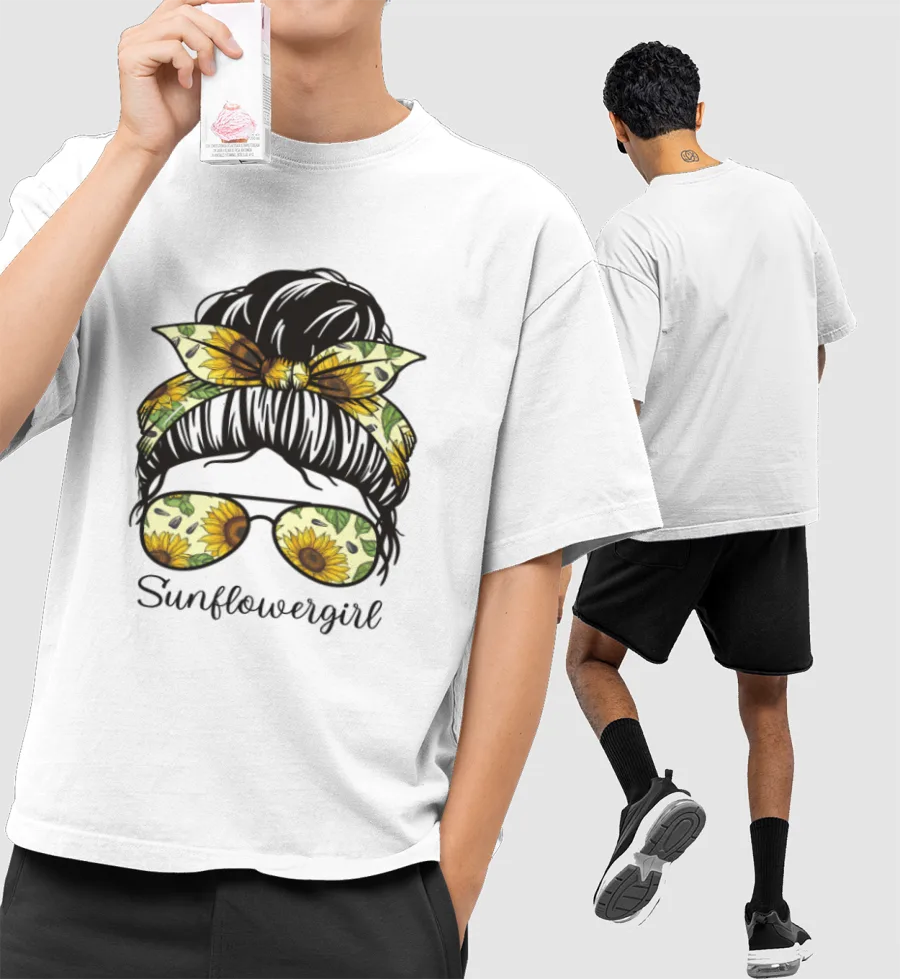 Sunflower girl Front-Printed Oversized T-Shirt