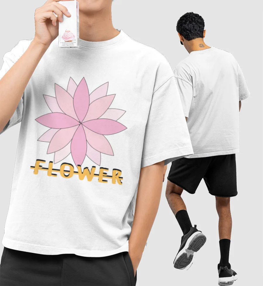 Flower design Front-Printed Oversized T-Shirt