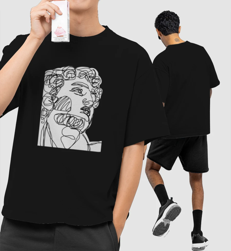 David head Front-Printed Oversized T-Shirt