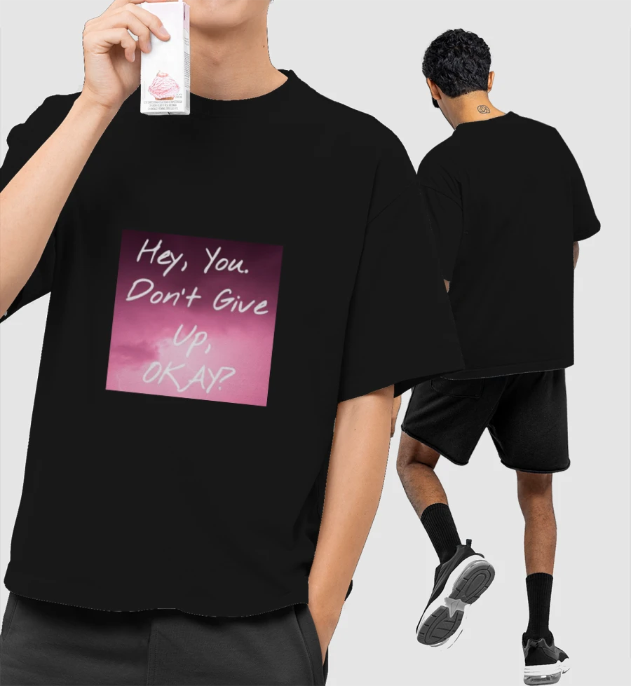 Dont give Up Front-Printed Oversized T-Shirt