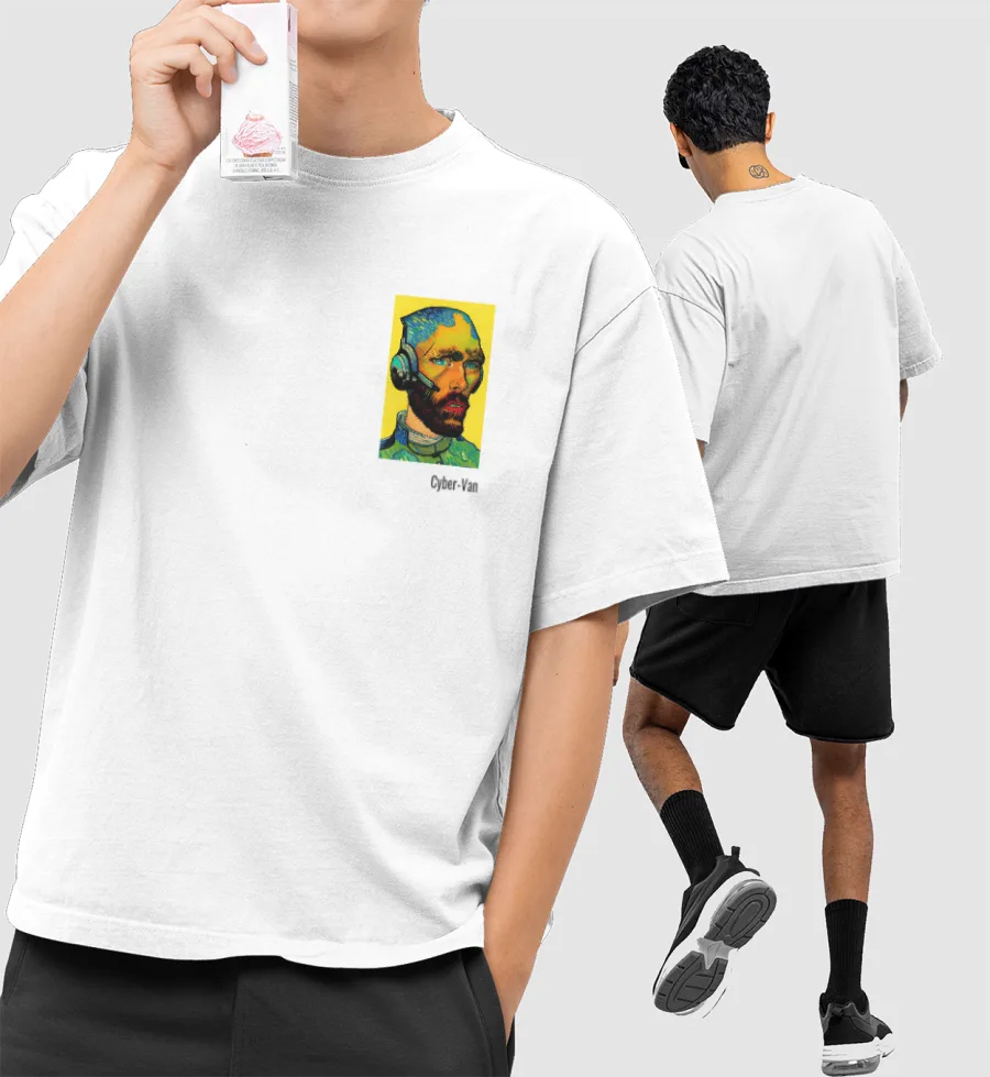 Cyber van Gogh  Front-Printed Oversized T-Shirt