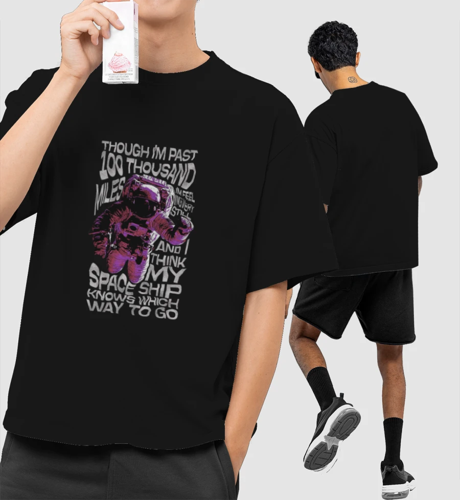 Major Tom Front-Printed Oversized T-Shirt