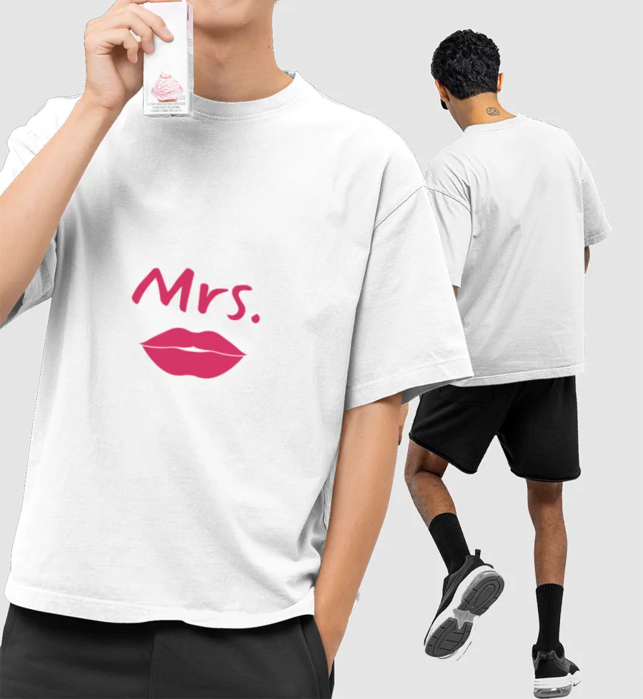 Mrs. Front-Printed Oversized T-Shirt