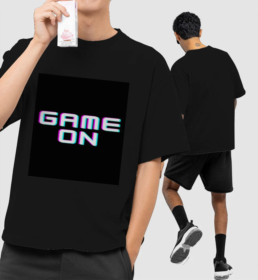 Game on tshirts Front-Printed Oversized T-Shirt