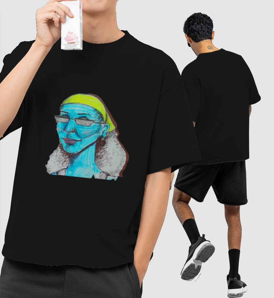 Neon Lady Front-Printed Oversized T-Shirt