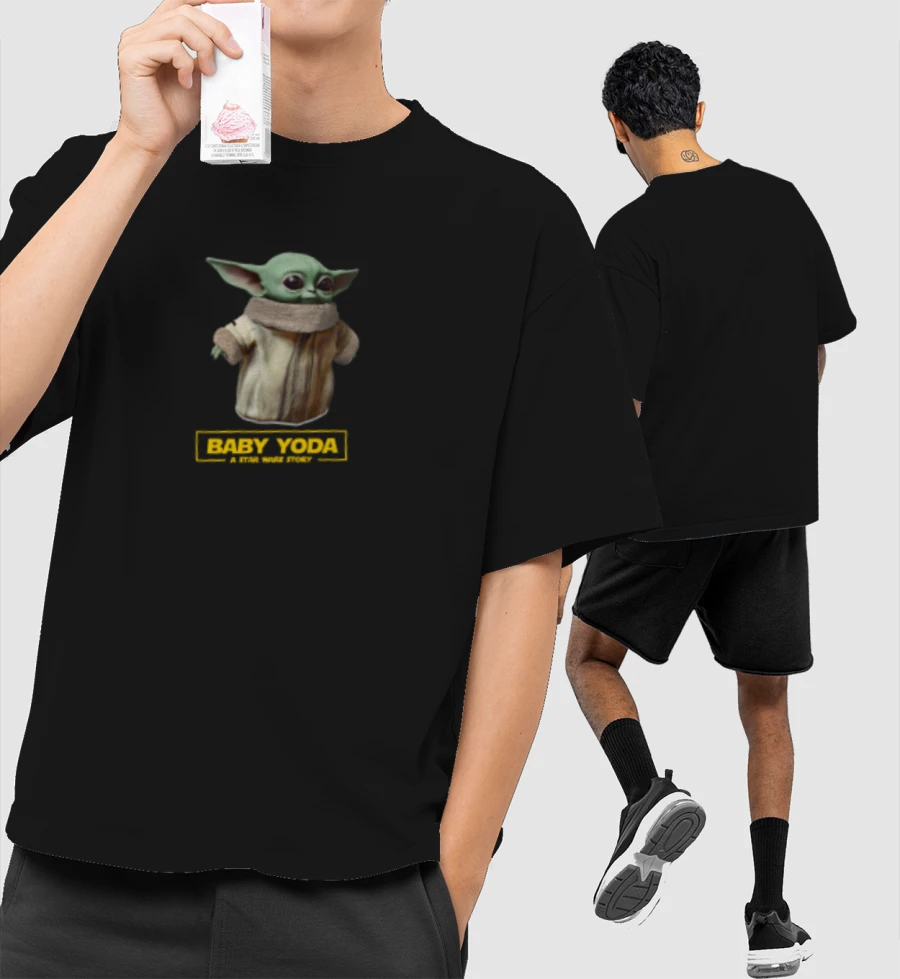 Baby Yoda Movie Concept Front-Printed Oversized T-Shirt