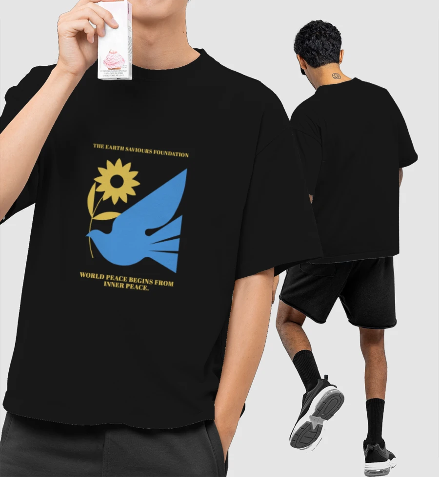 WORLD PEACE Front-Printed Oversized T-Shirt