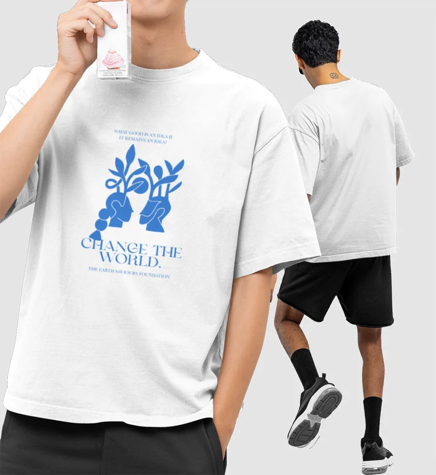 Change the world Front-Printed Oversized T-Shirt