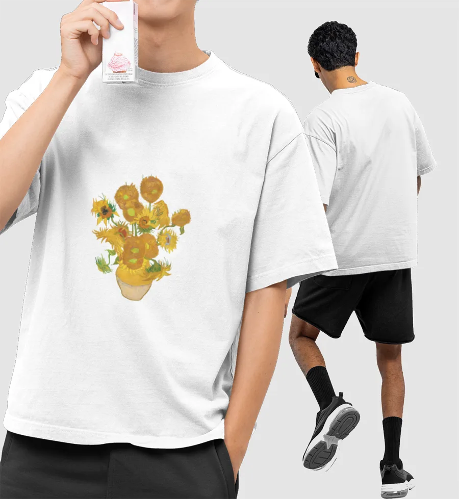 Sunflower Front-Printed Oversized T-Shirt