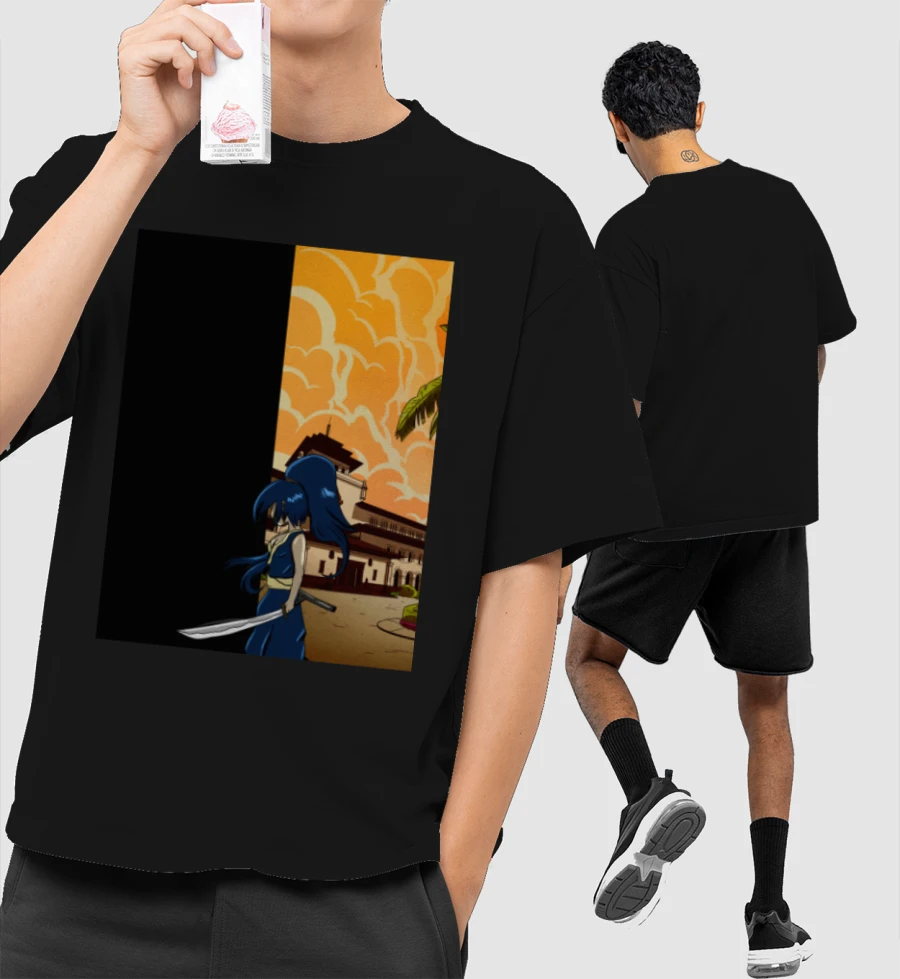 Trendy anime  Front-Printed Oversized T-Shirt