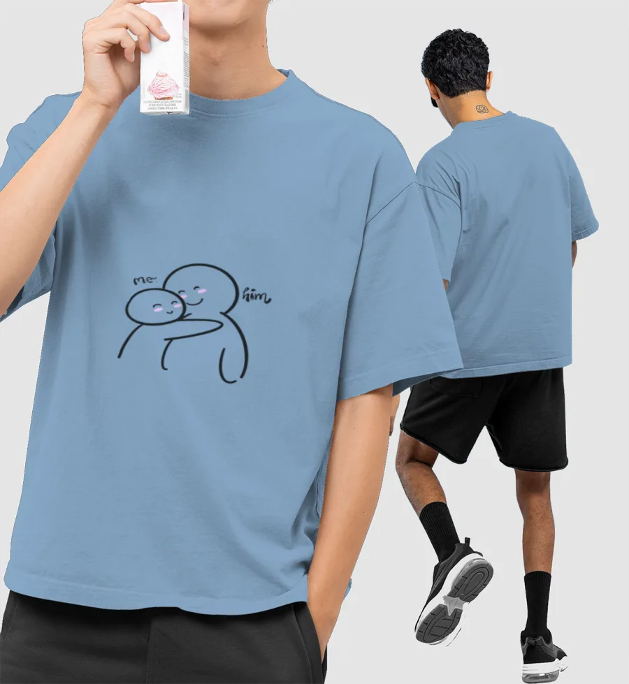 Me/him Front-Printed Oversized T-Shirt