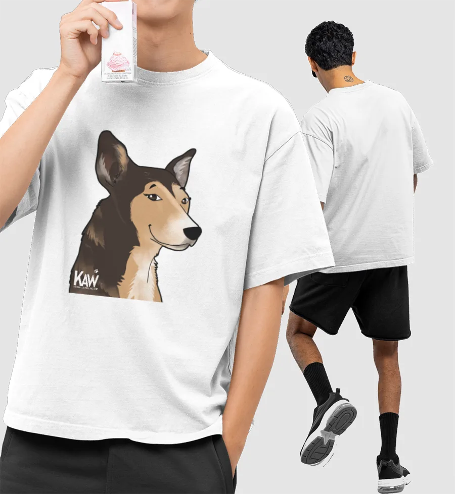 Becca - Doggo Portrait Front-Printed Oversized T-Shirt