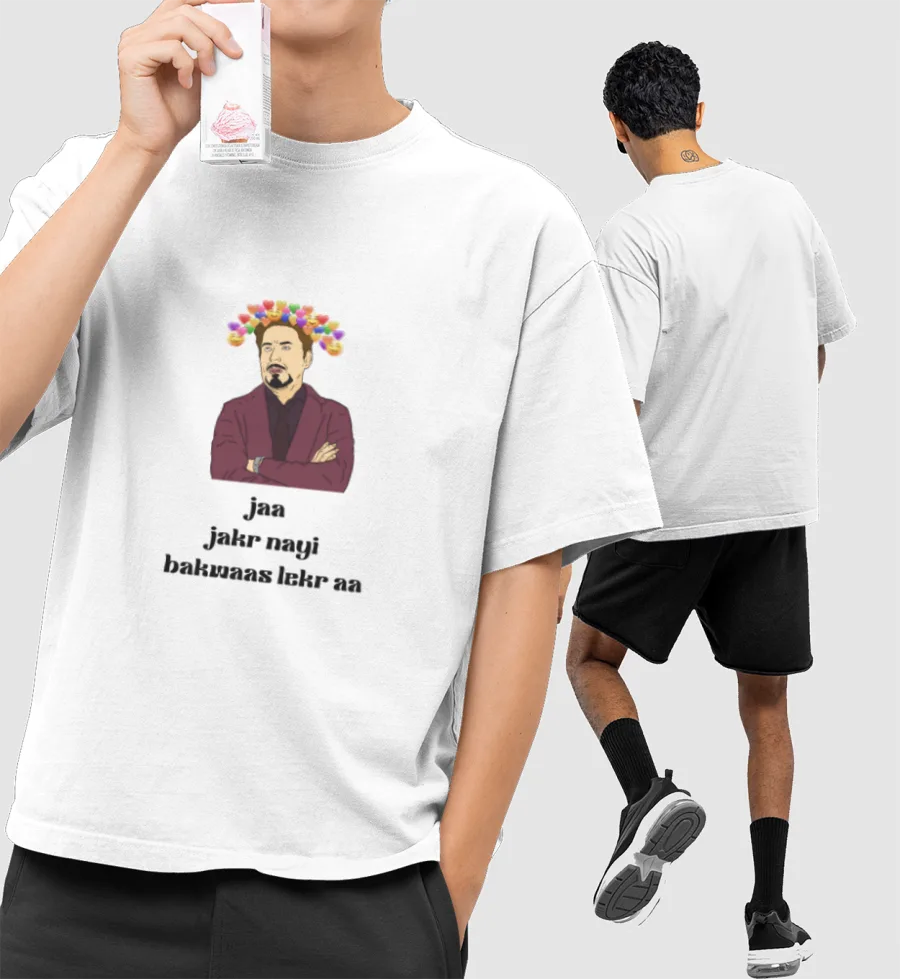 meme material Front-Printed Oversized T-Shirt