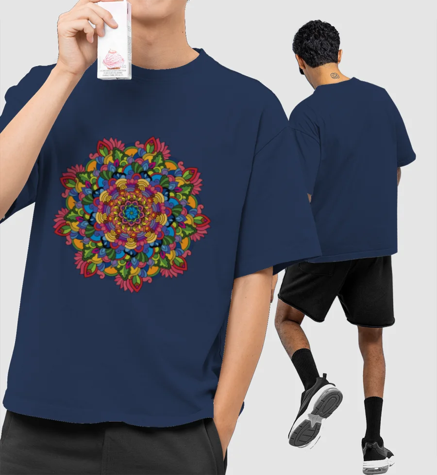 Floral Mandala Front-Printed Oversized T-Shirt