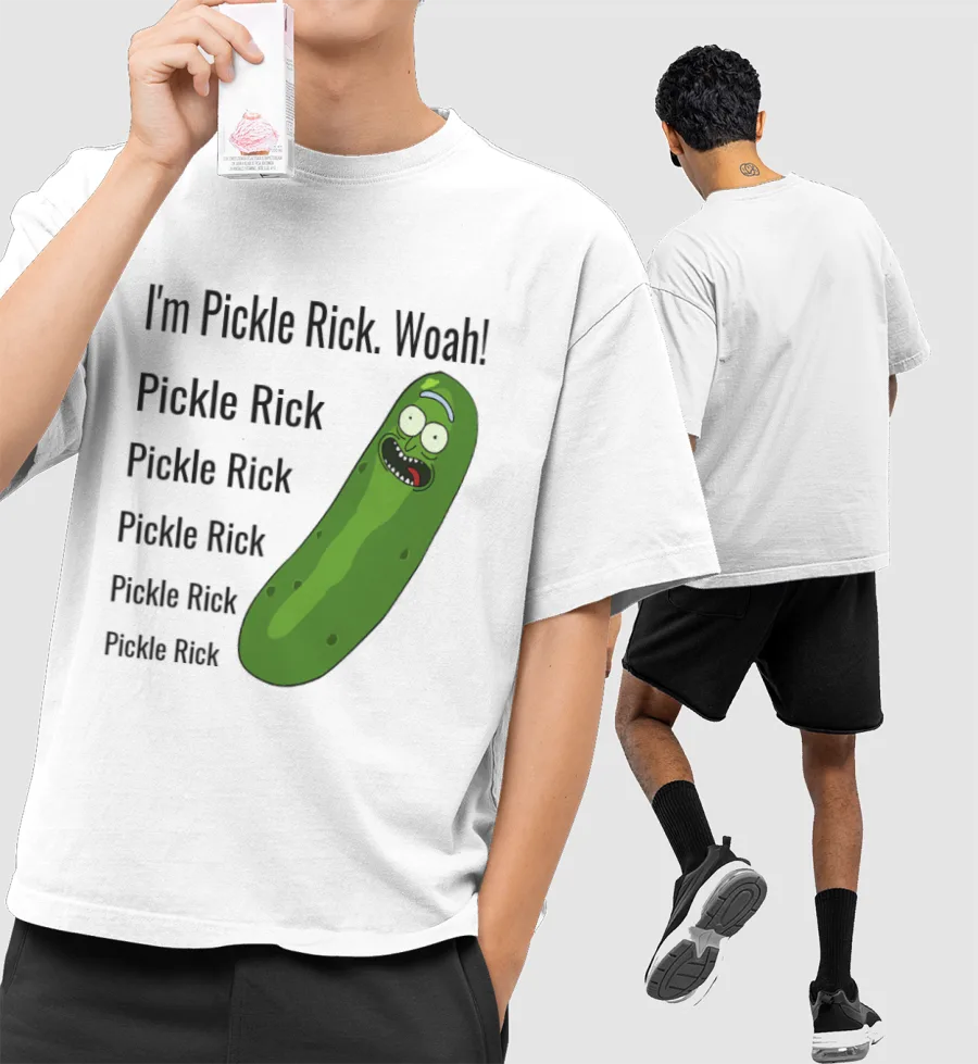 Pickle Rick Front-Printed Oversized T-Shirt