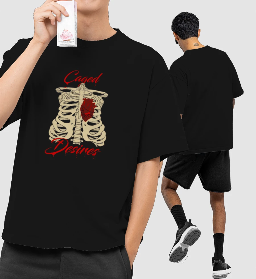 Caged Desires Front-Printed Oversized T-Shirt