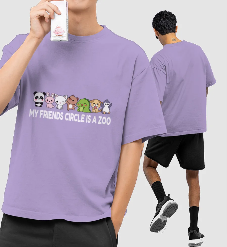 Friends circle Front-Printed Oversized T-Shirt