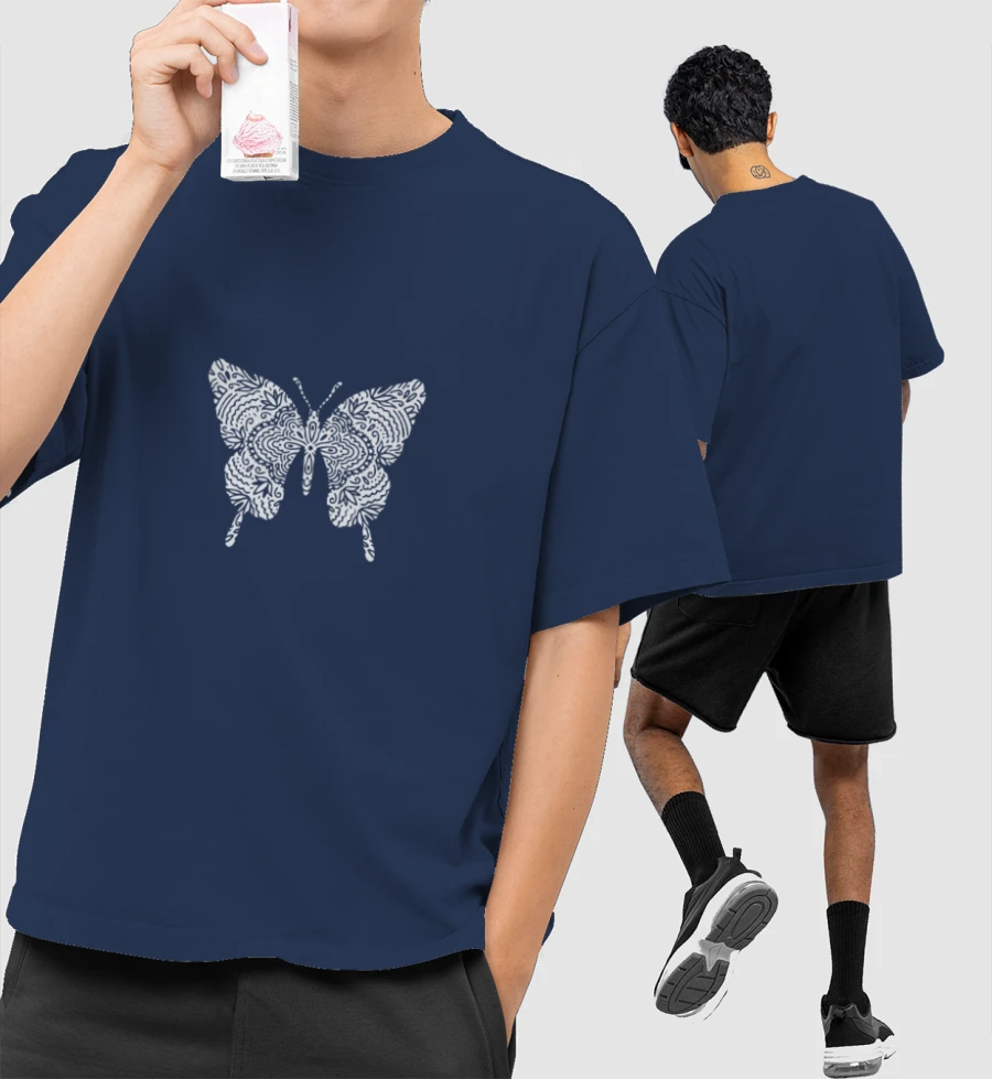 Butterfly Front-Printed Oversized T-Shirt